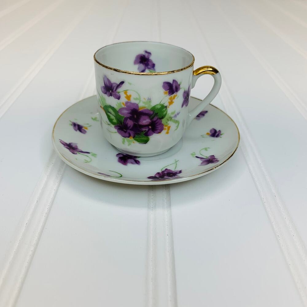 Norcrest Purple Floral Demitasse Cup 2" 215/161